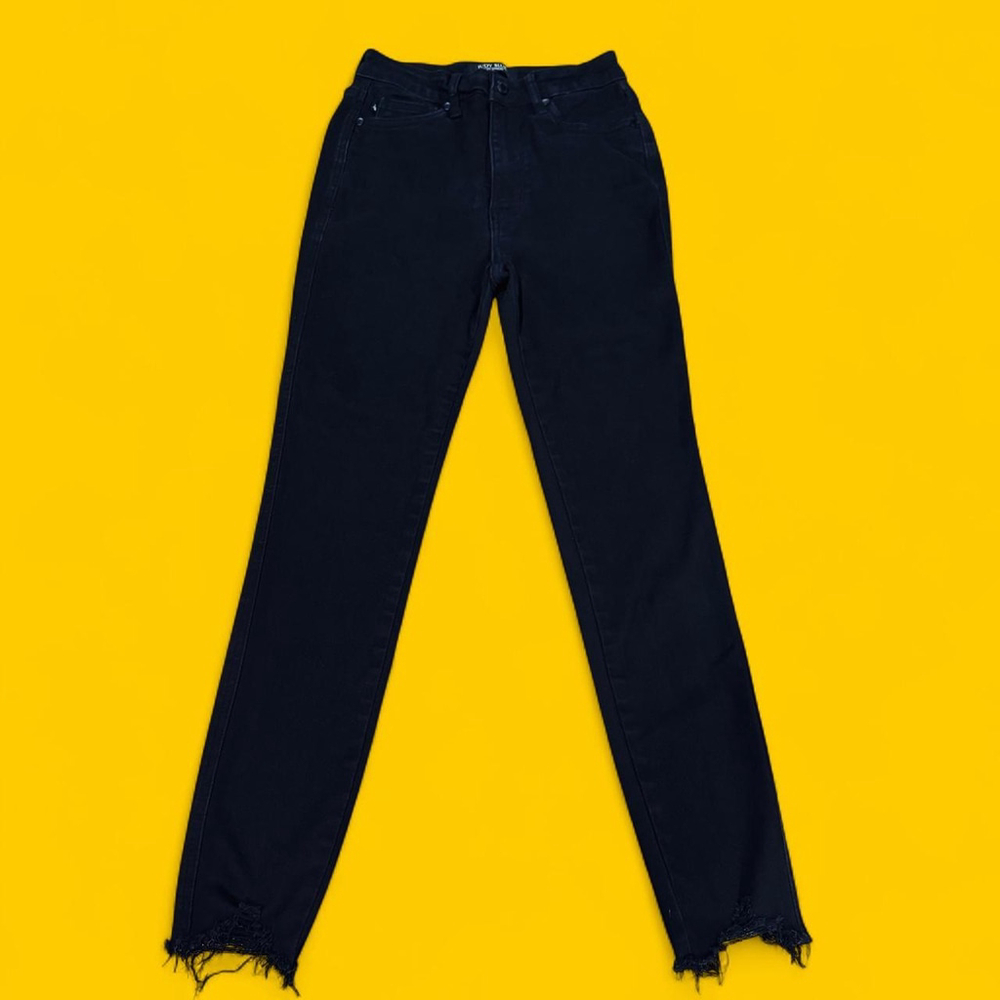 Black Distressed Raw Hem Skinny Fit Jeans 3/26